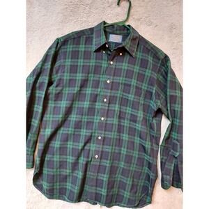 Vintage Sir Pendleton Shirt Large 100% Wool Black Watch Tartan Plaid Blue Green